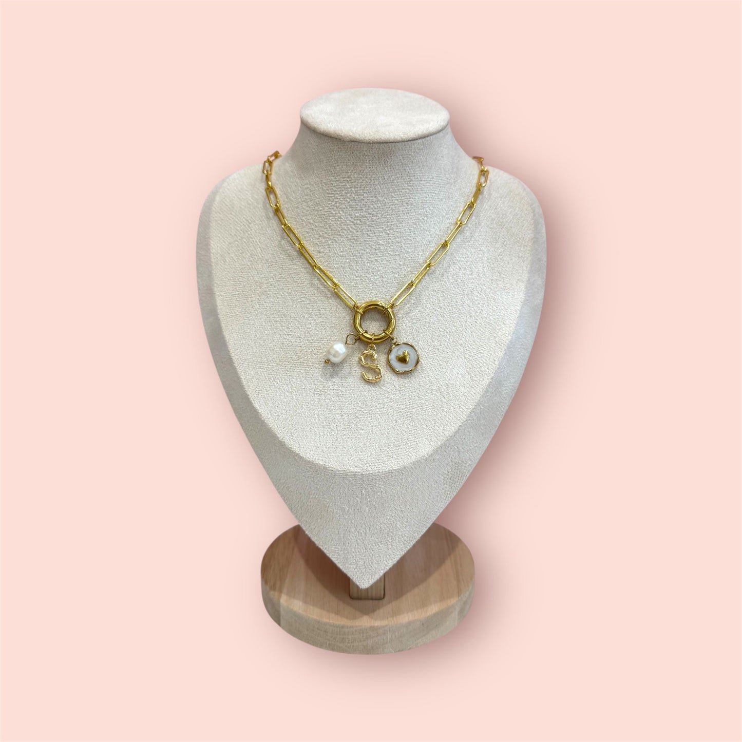 18K Gold Plated Clasp Charm Necklace