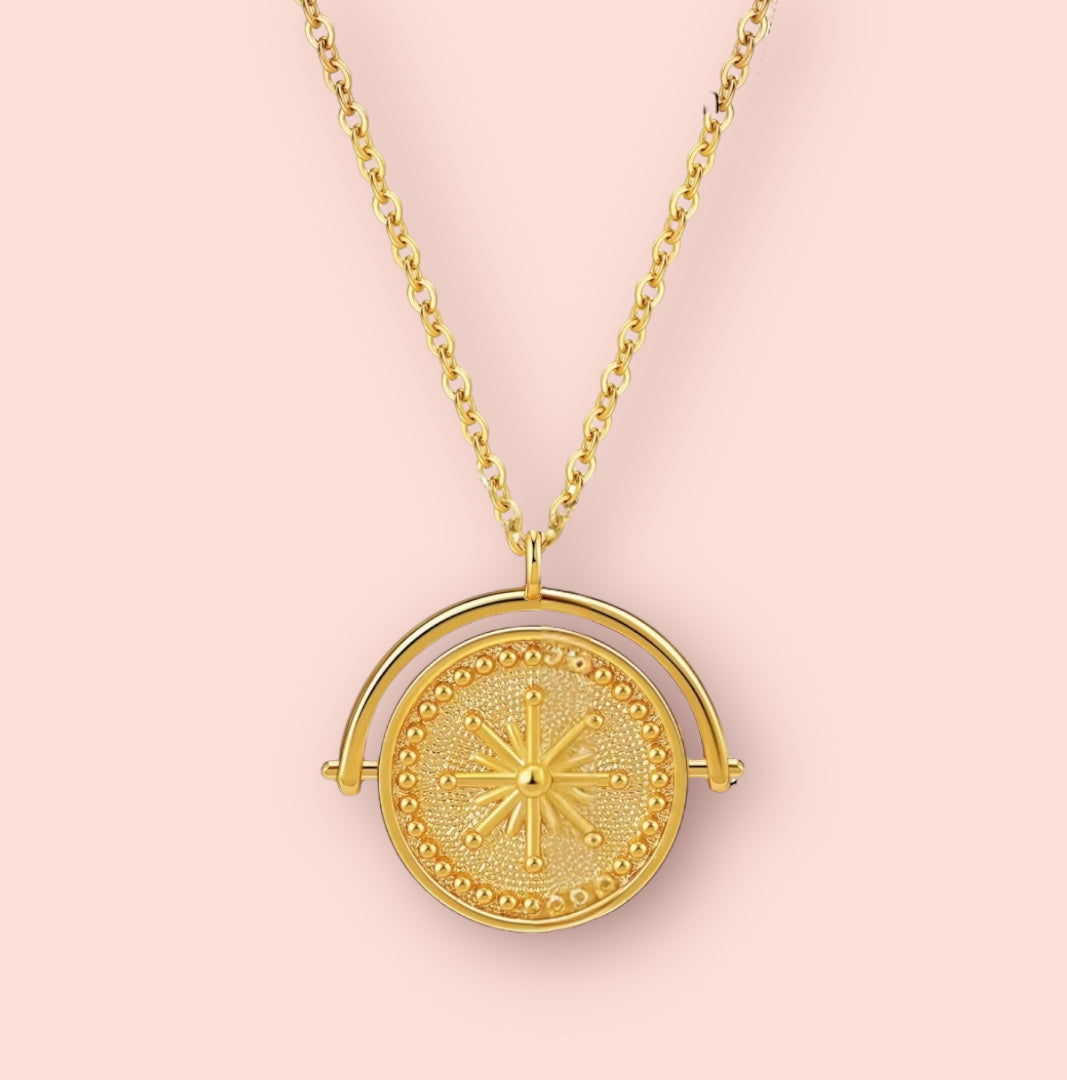 18K Gold Plated Waterproof Golden Sun Necklace