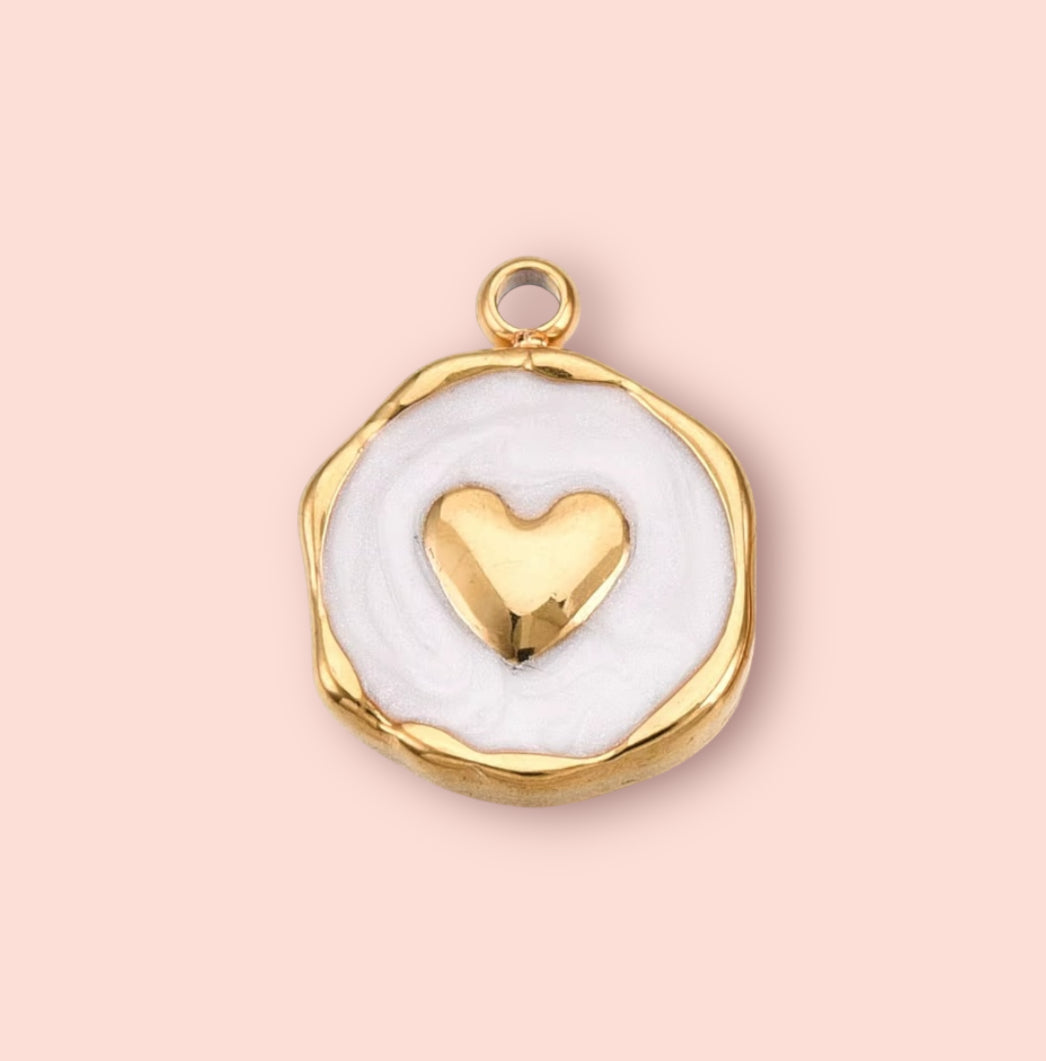 White Heart Charm