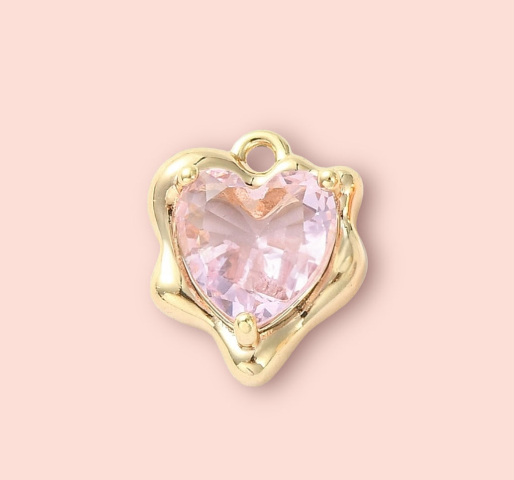 Pink Gem Heart Charm