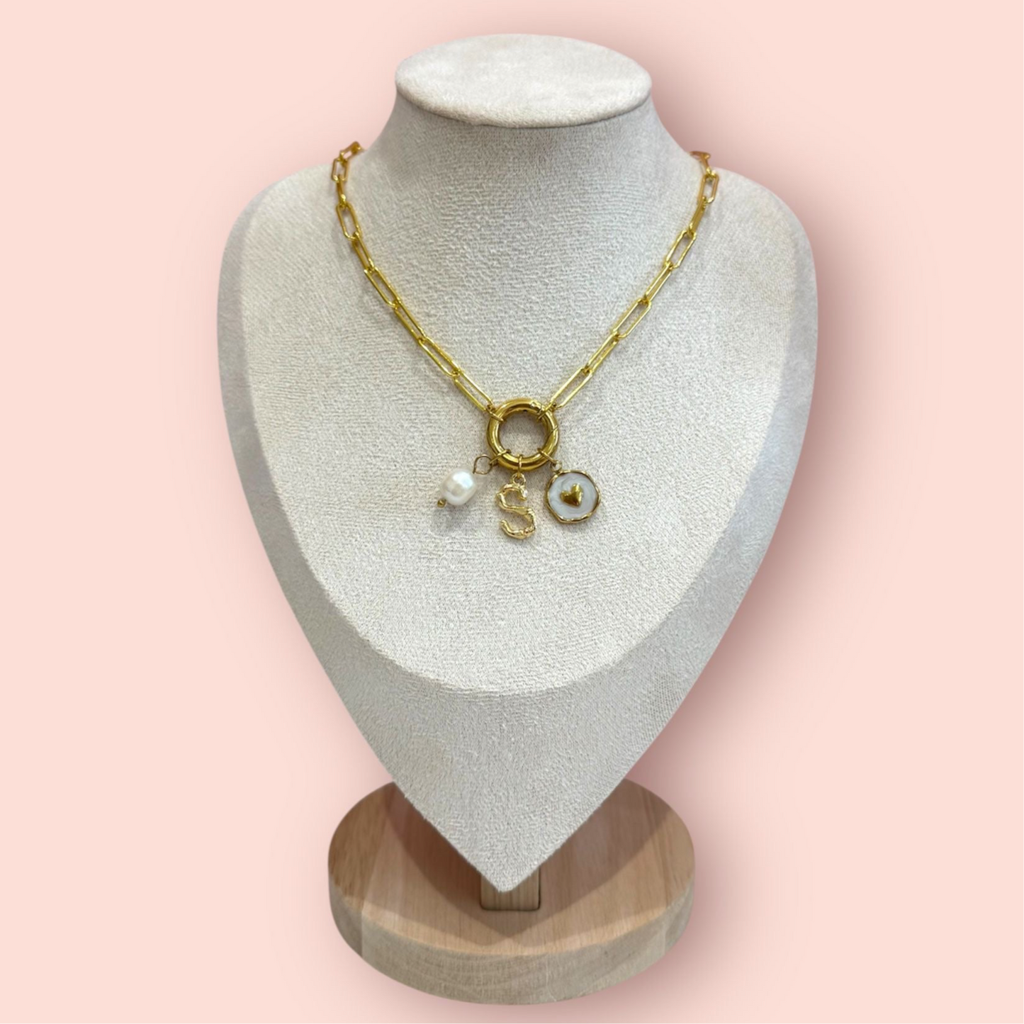 18K Gold Plated Clasp Charm Necklace
