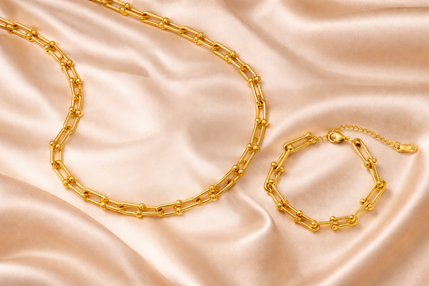 18K Gold Plated Link Hardware Paperclip Chain Necklace