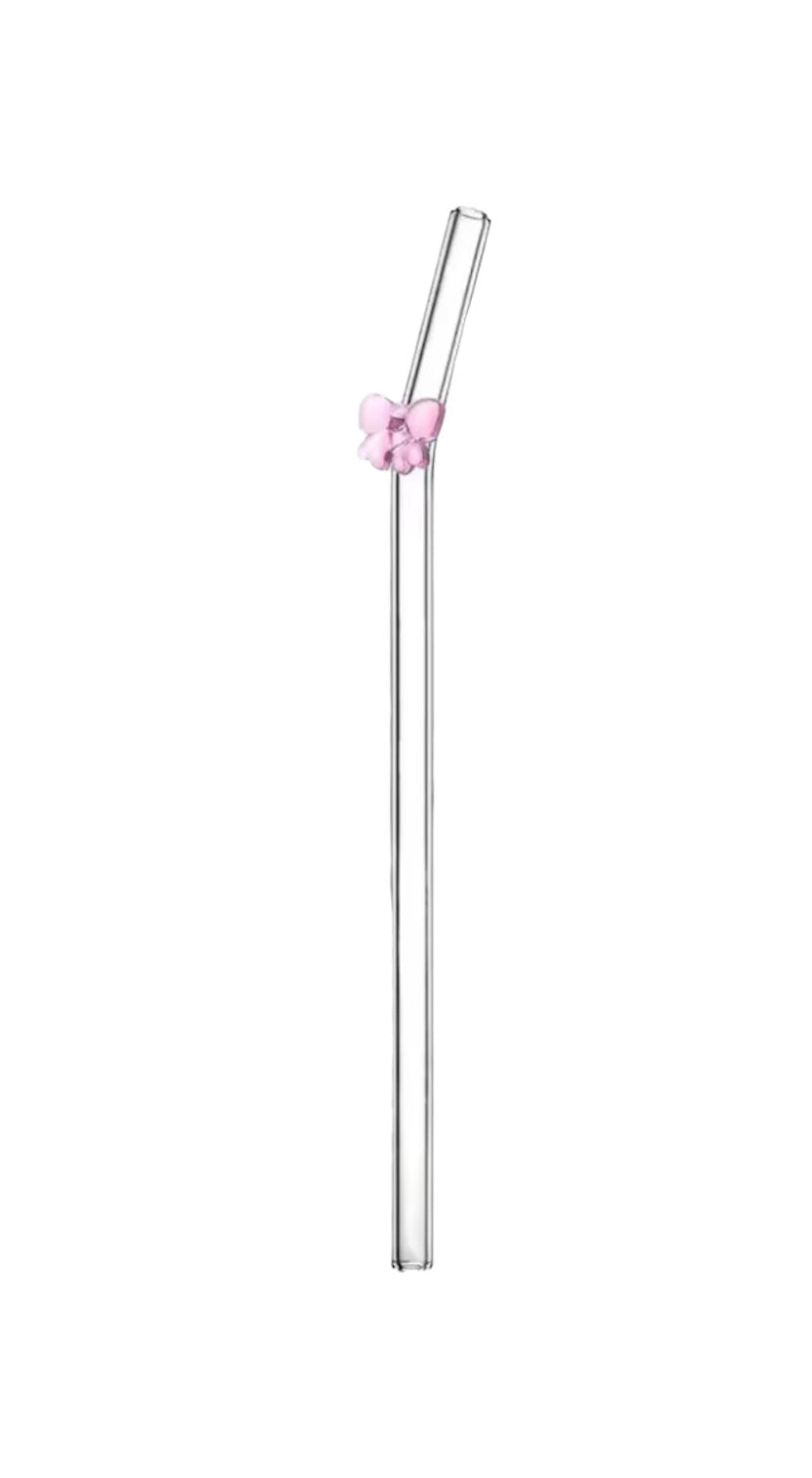 Pink Bow Glass Straw