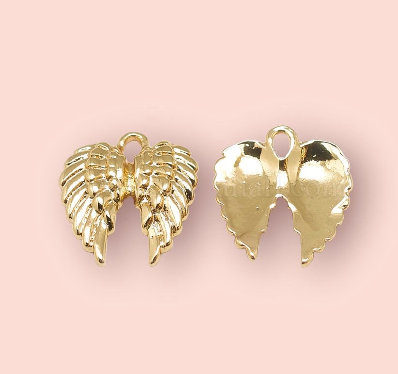 18K Gold Plated Huggies Hoop Angel Wings charm Earrings dangly festive
