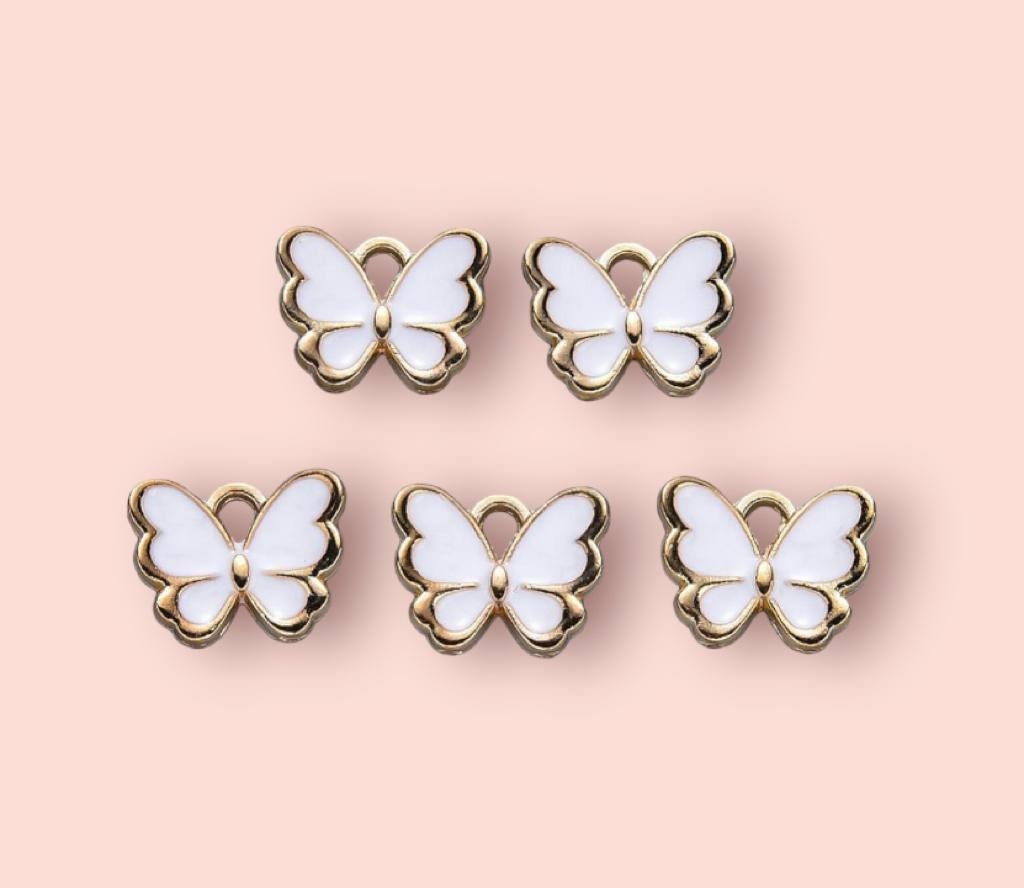 18K Gold Plated White butterfly Huggies Hoop Earrings