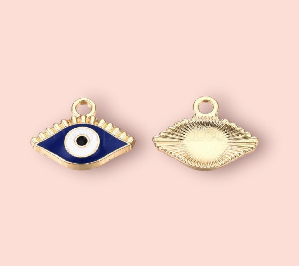 18K Gold Plated Evil Eye charm Heart Huggies Hoop Earrings