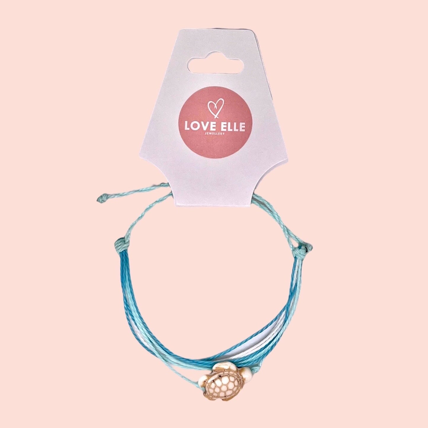 Teal turtle charm wax string bracelet! Save the Ocean!