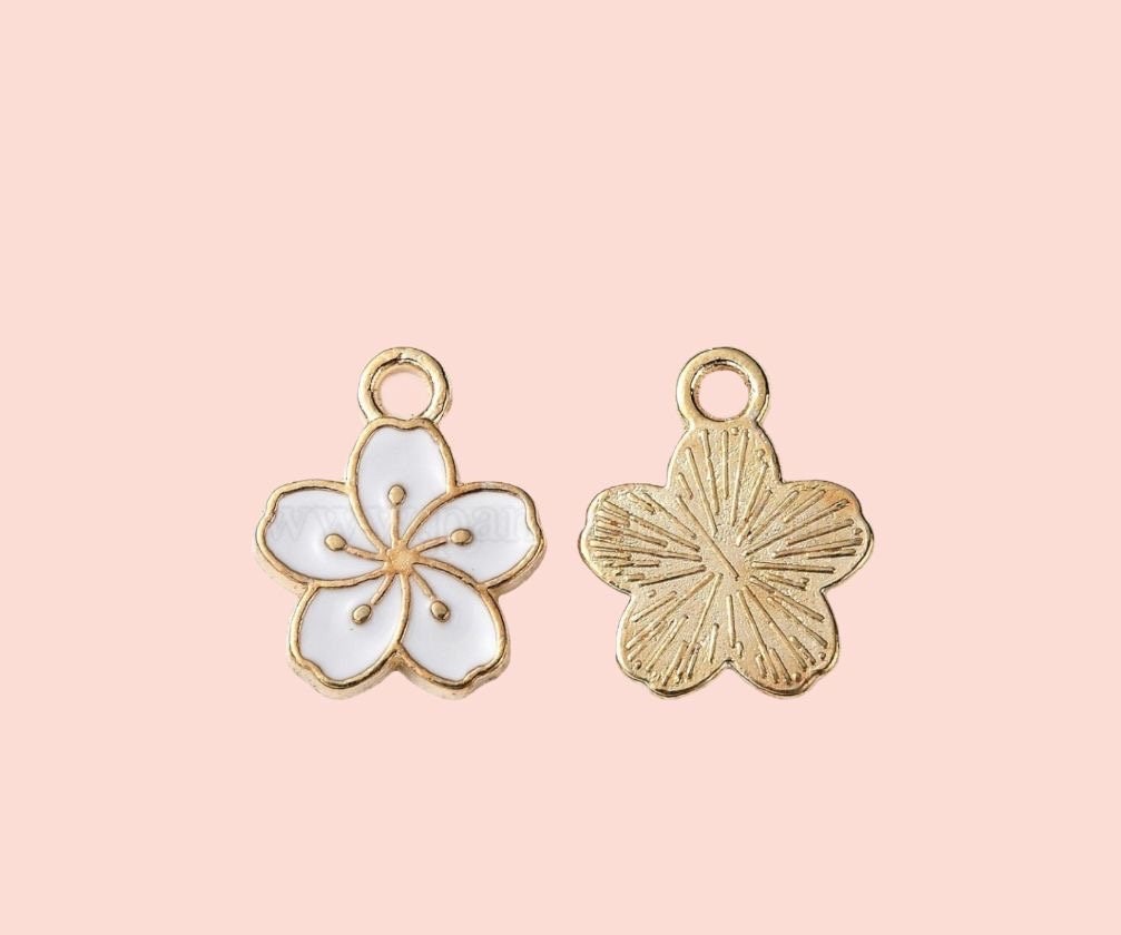 18K Gold Plated White Hibiscus Flower Huggies Hoop Earrings