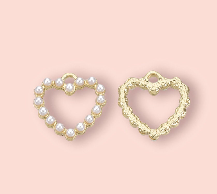 18K Gold Plated Heart Huggies Hoop Earrings - White pearl heart charm Taylor Swift Swifty