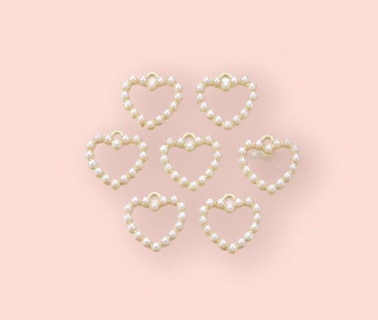 18K Gold Plated Heart Huggies Hoop Earrings - White pearl heart charm Taylor Swift Swifty