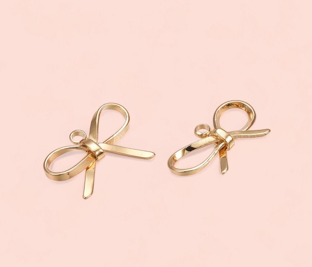 18K Gold Plated Ribbon Bow Huggies Hoop Earrings