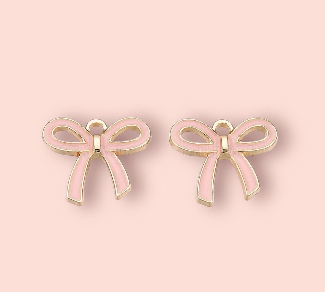 18K Gold Plated Pink Bow Huggies Hoop Earrings!