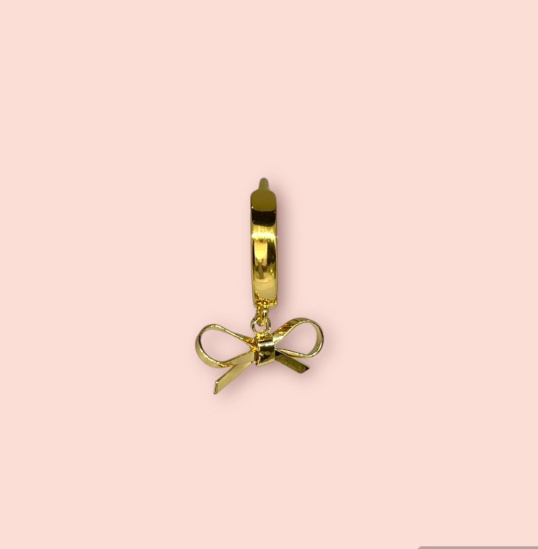18K Gold Plated Ribbon Bow Huggies Hoop Earrings