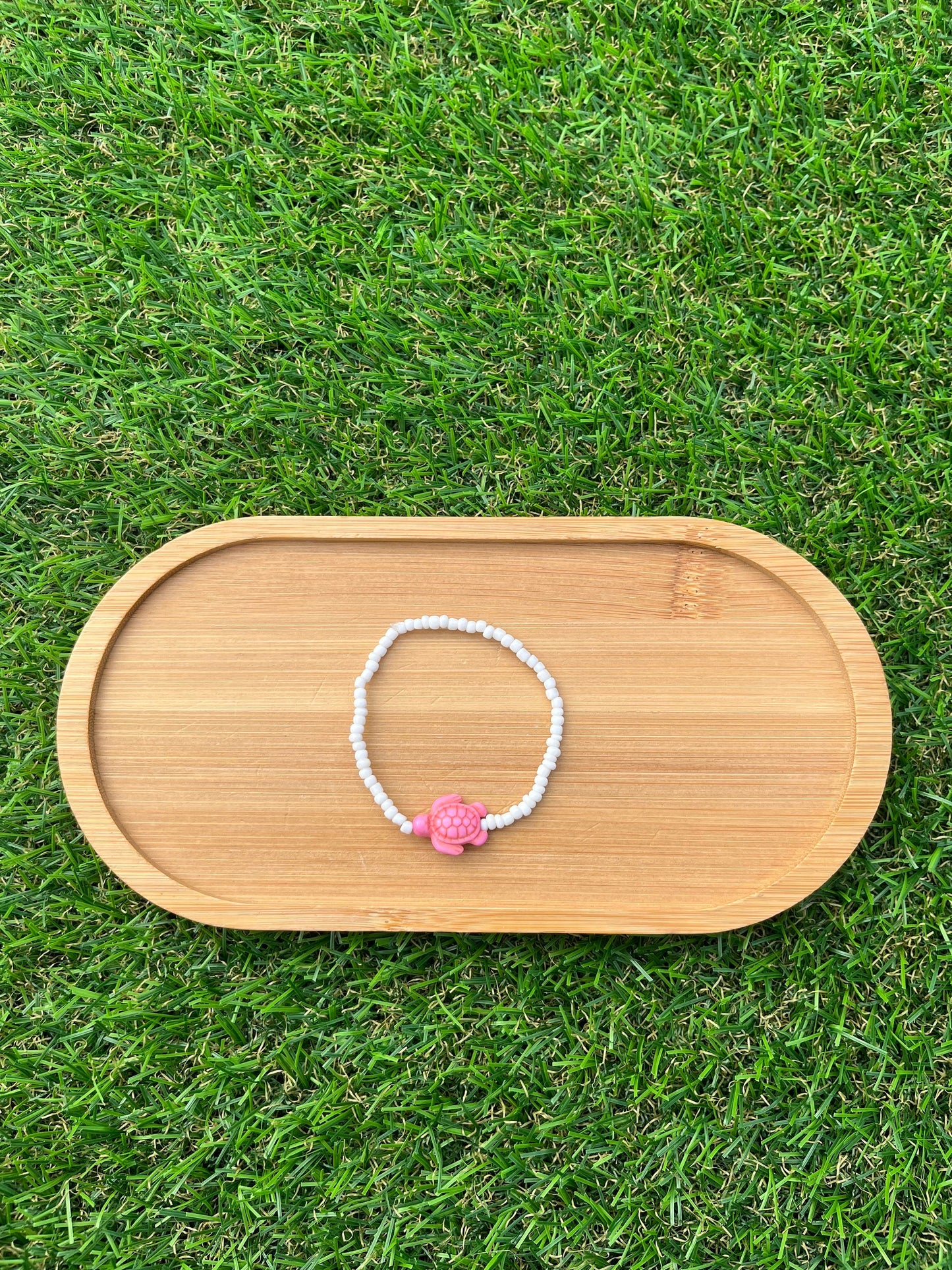 Pink turtle seed bead bracelet!