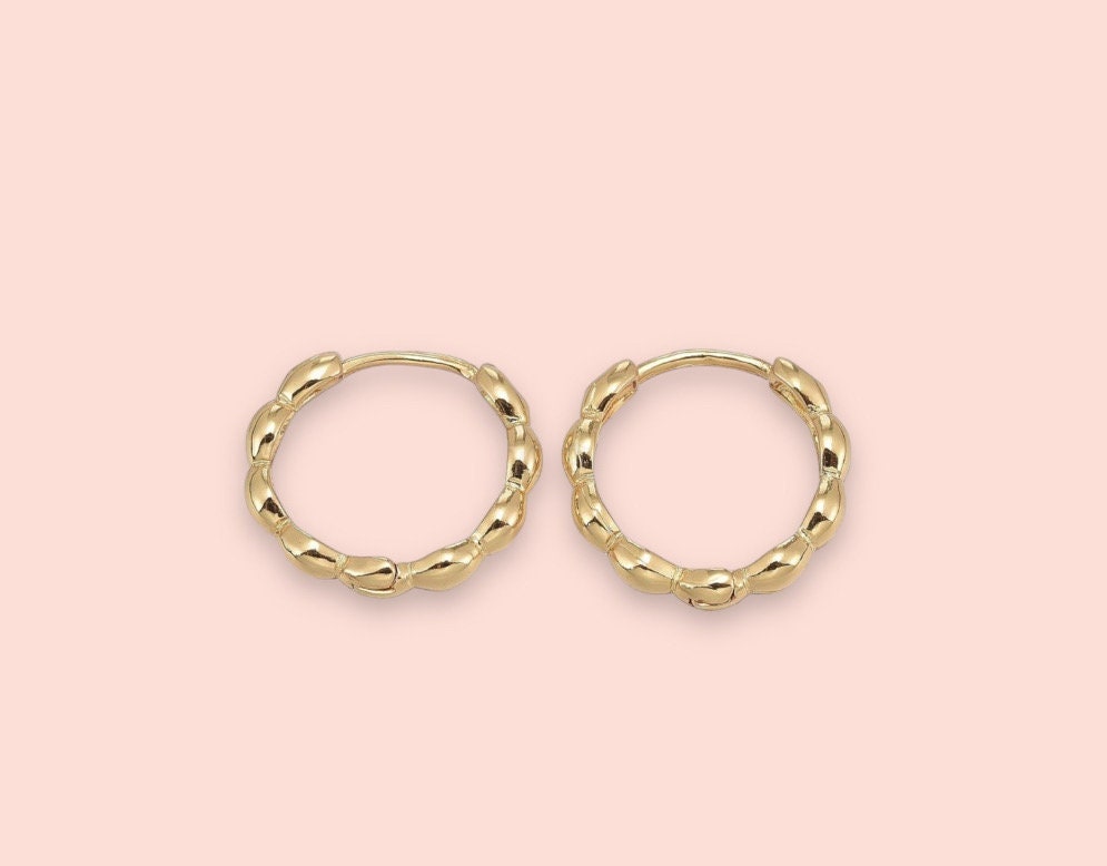 18K Gold Plated Twisted Hoop Huggie Earrings