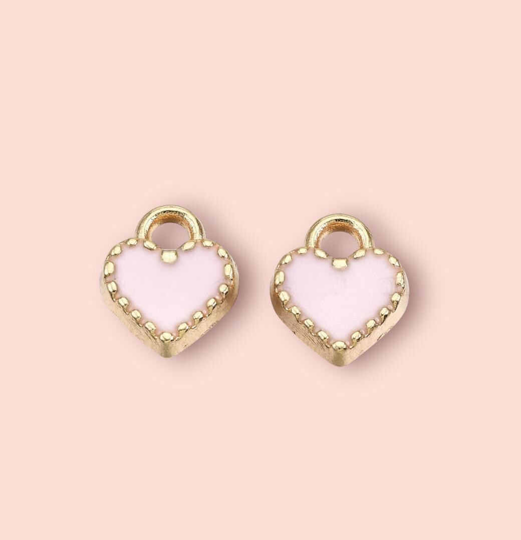 18K Gold Plated Mini Heart Huggies Hoop Earrings - Pink & Gold