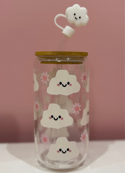 16oz Glass Cup with Bamboo Lid & Glass Straw Reusable Portable Drinkware Cute Design UVDTF Transfer Water Bottles Mug Bamboo Drinkware Bottle Water Bottles Mug Tumbler Portable Reusable Bottled Lid