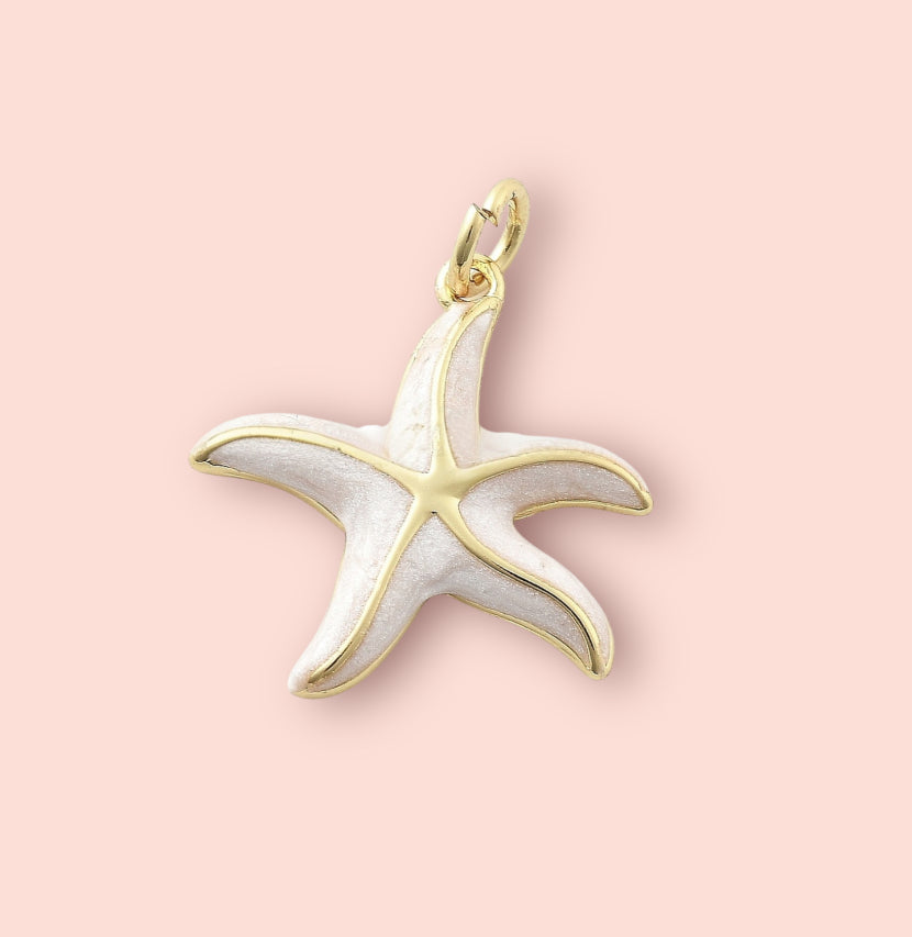 18K Gold Plated Costal Beach Charm Paperclip Necklace