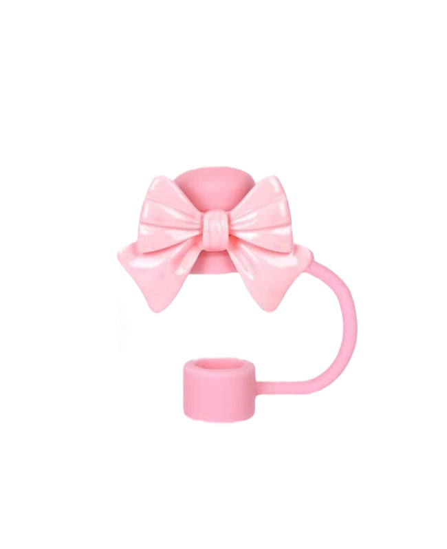 Pink Bow Straw Topper