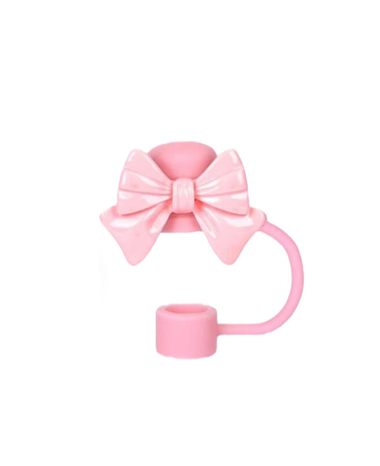 Pink Bow Straw Topper