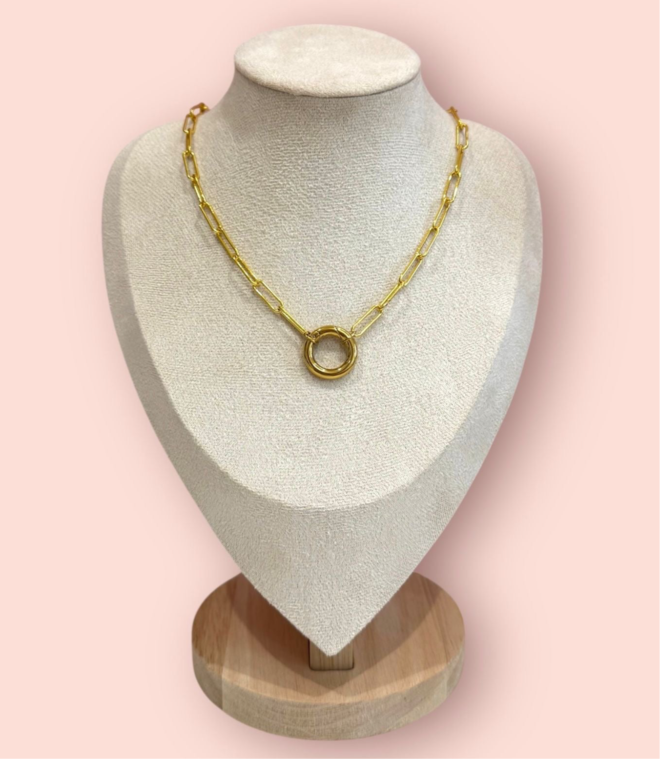18K Gold Plated Clasp Charm Necklace