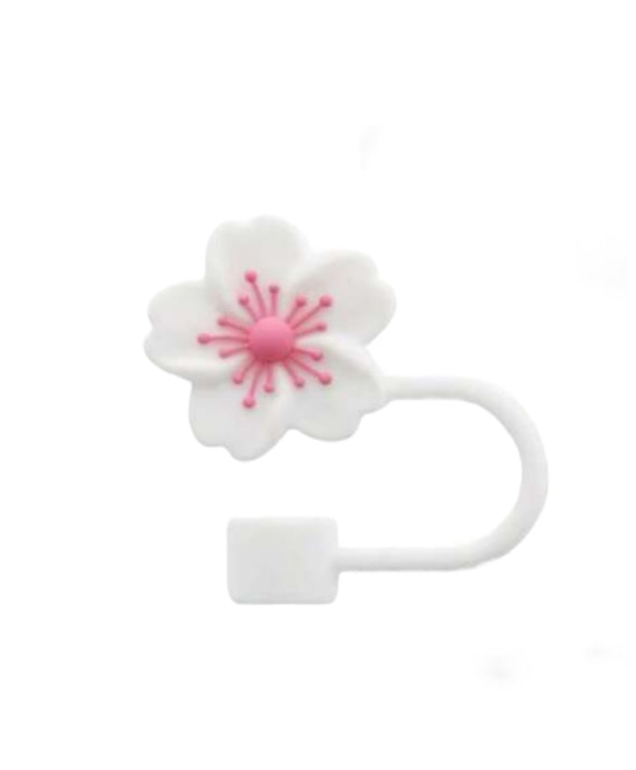 Pink & White Hibiscus Straw Topper