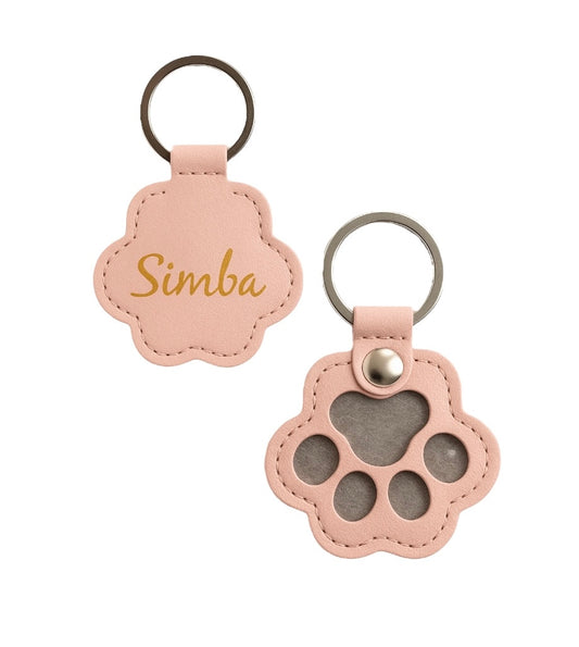 Personalised Pet Paw Leather Keyring - Keepsake/ Memorial