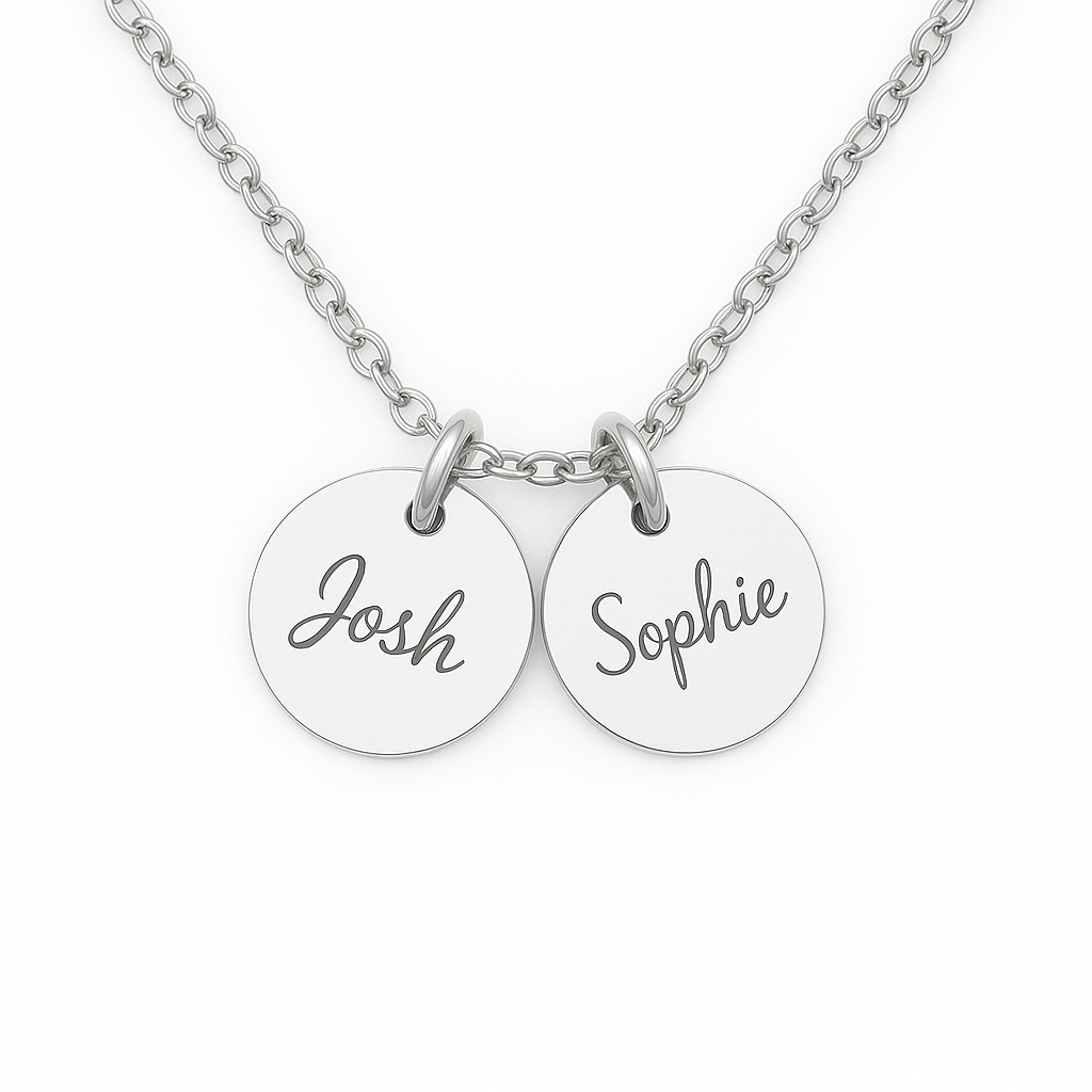 Personalised Necklace - Hearts/ Disc Charms in 18K gold or silver plated