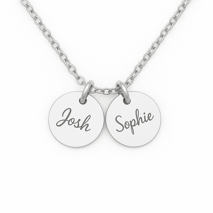 Personalised Necklace - Hearts/ Disc Charms in 18K gold or silver plated