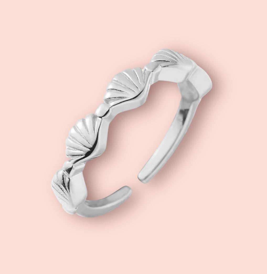 925 Sterling Silver Scallop Shell adjustable ring