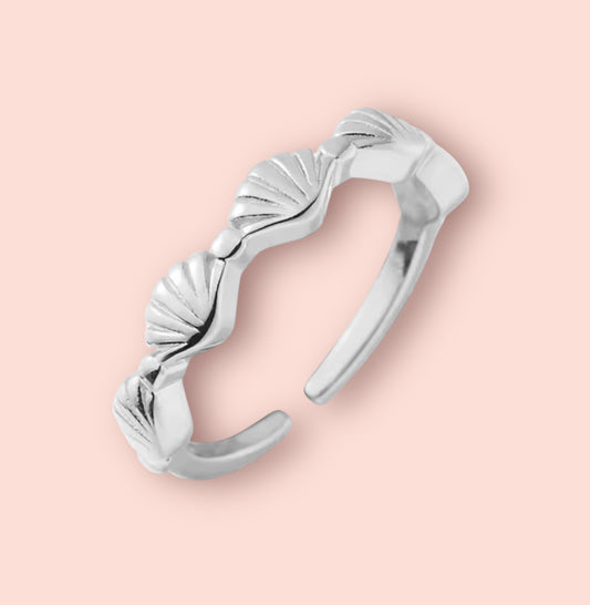 925 Sterling Silver Scallop Shell adjustable ring