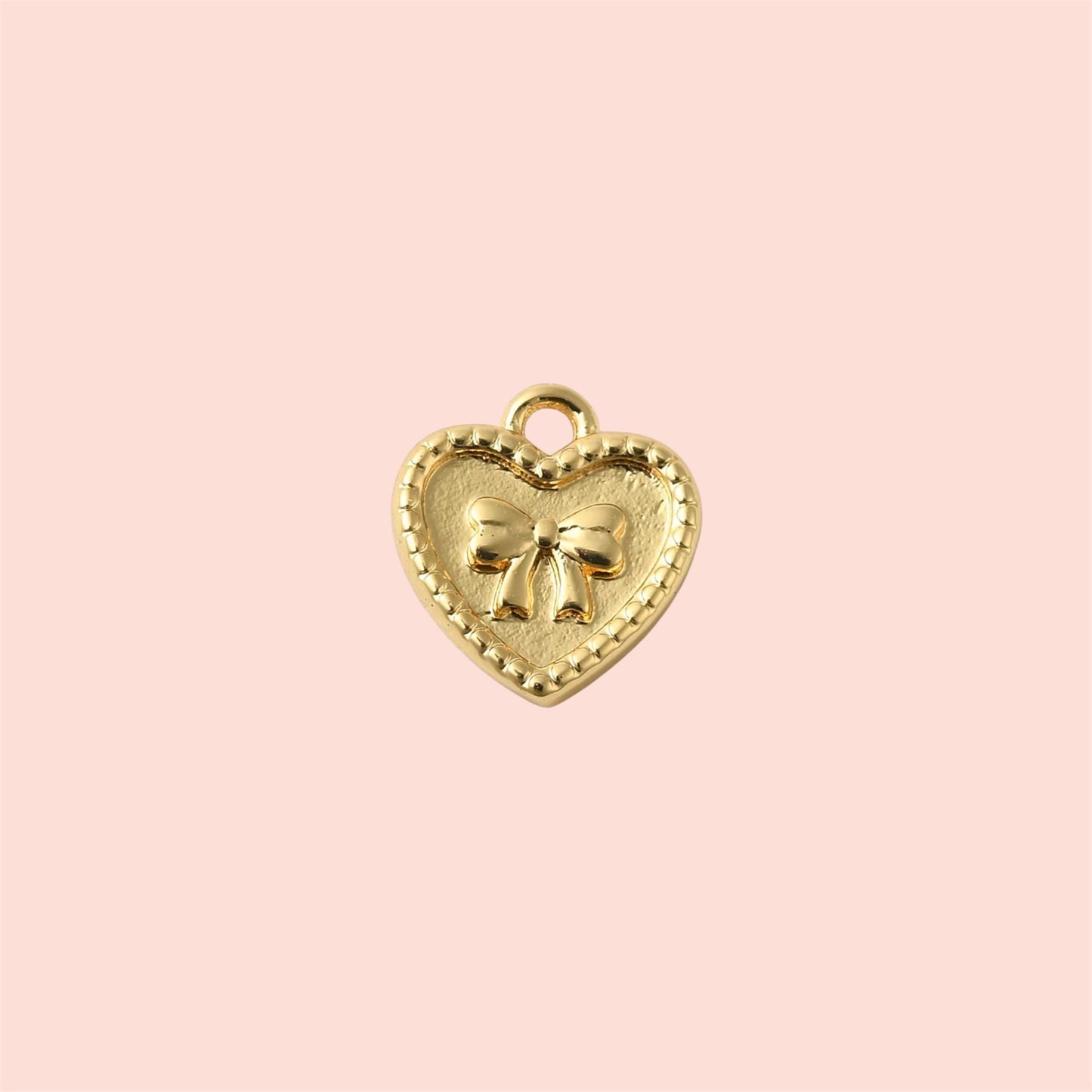 18K Gold Plated Heart Bow Charm