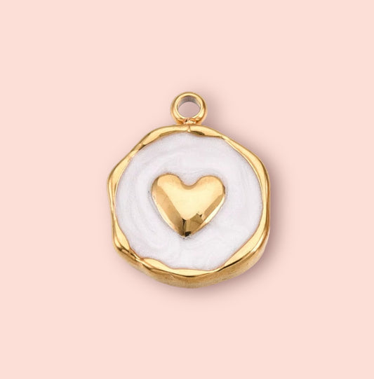 White Heart Charm