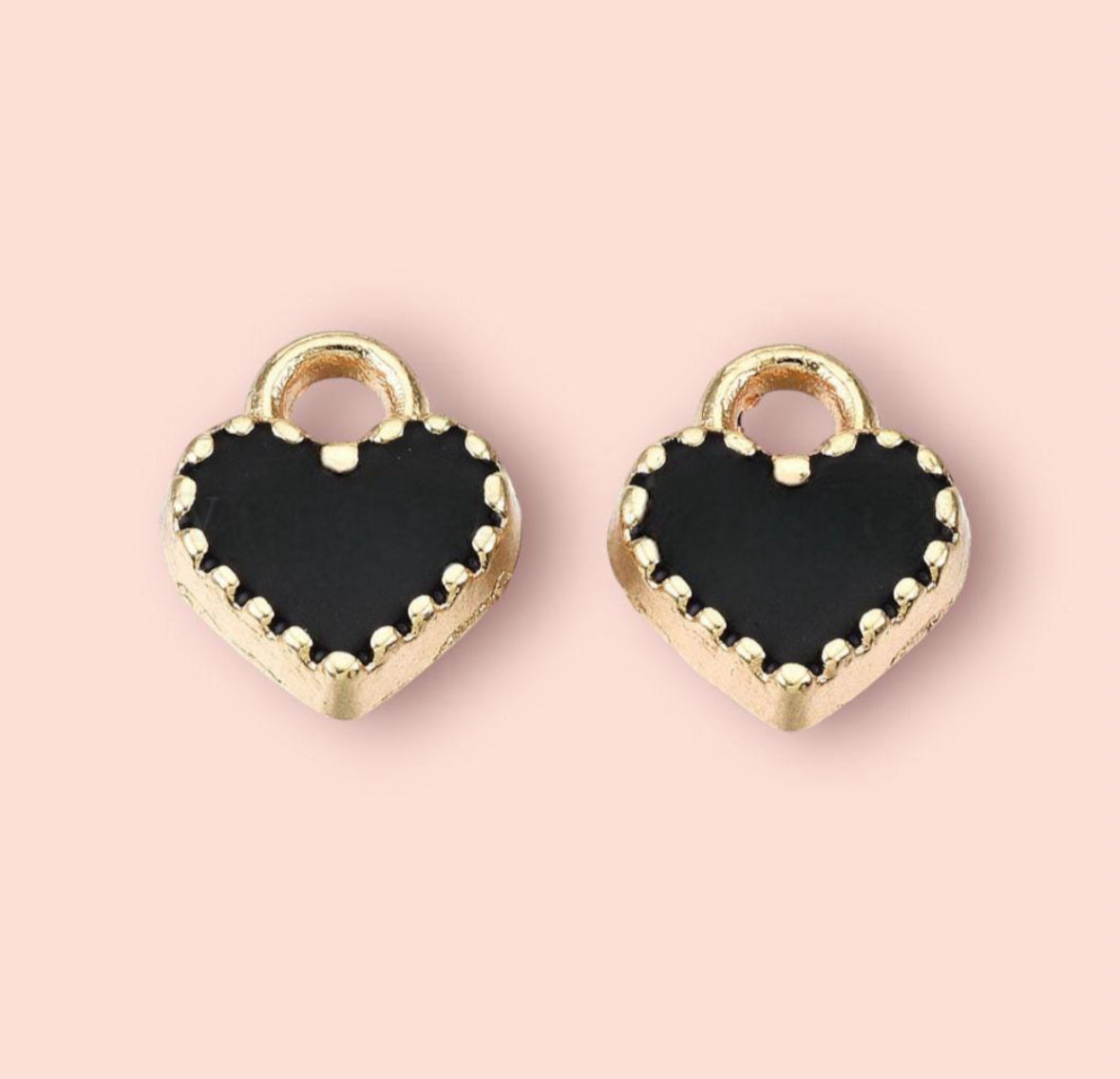 18K Gold Plated Mini Heart Huggies Hoop Earrings - Black & Gold
