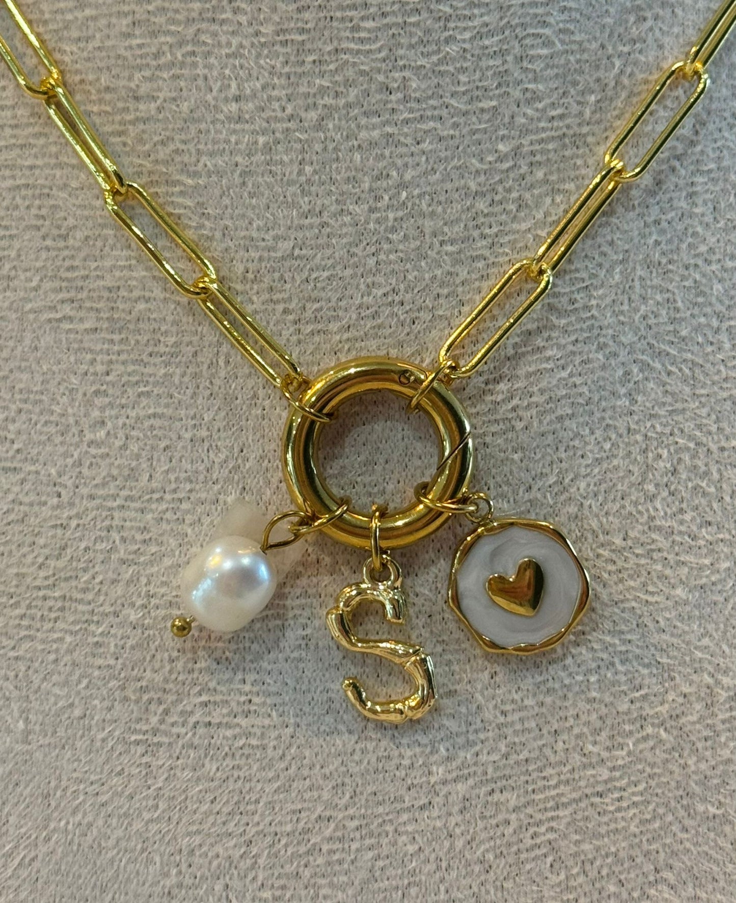 18K Gold Plated Clasp Charm Necklace