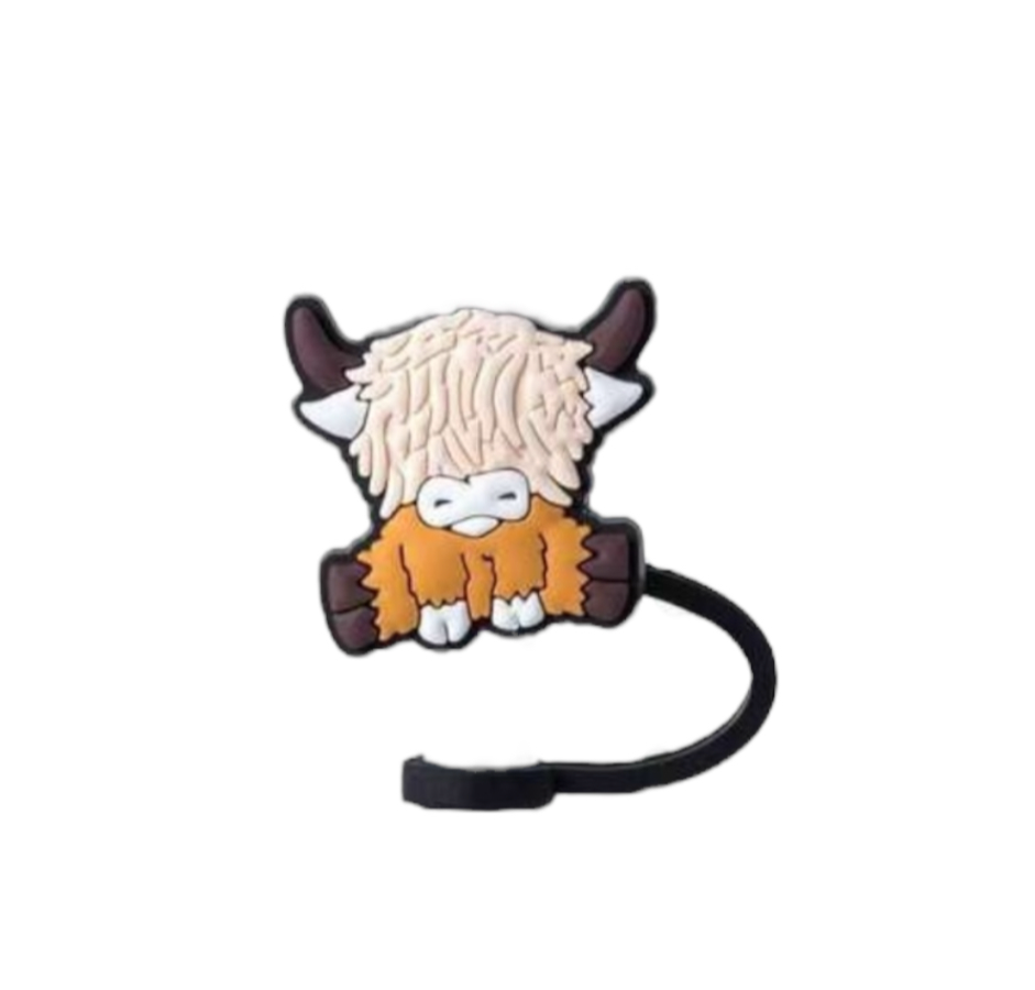 Blonde Highland Cow Straw Topper