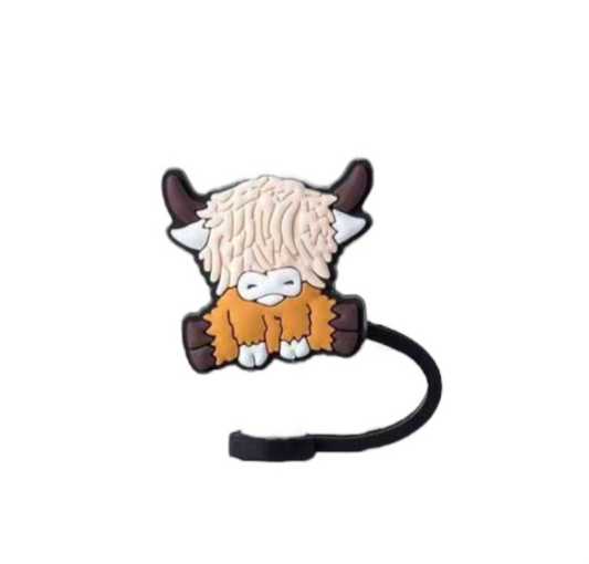 Blonde Highland Cow Straw Topper