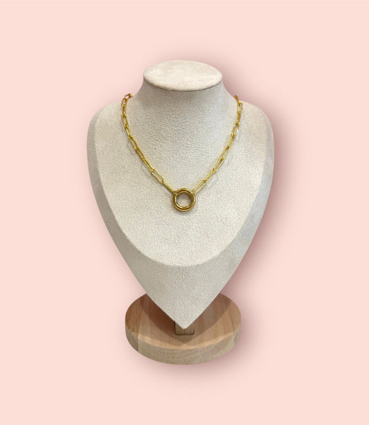 18K Gold Plated Clasp Charm Necklace