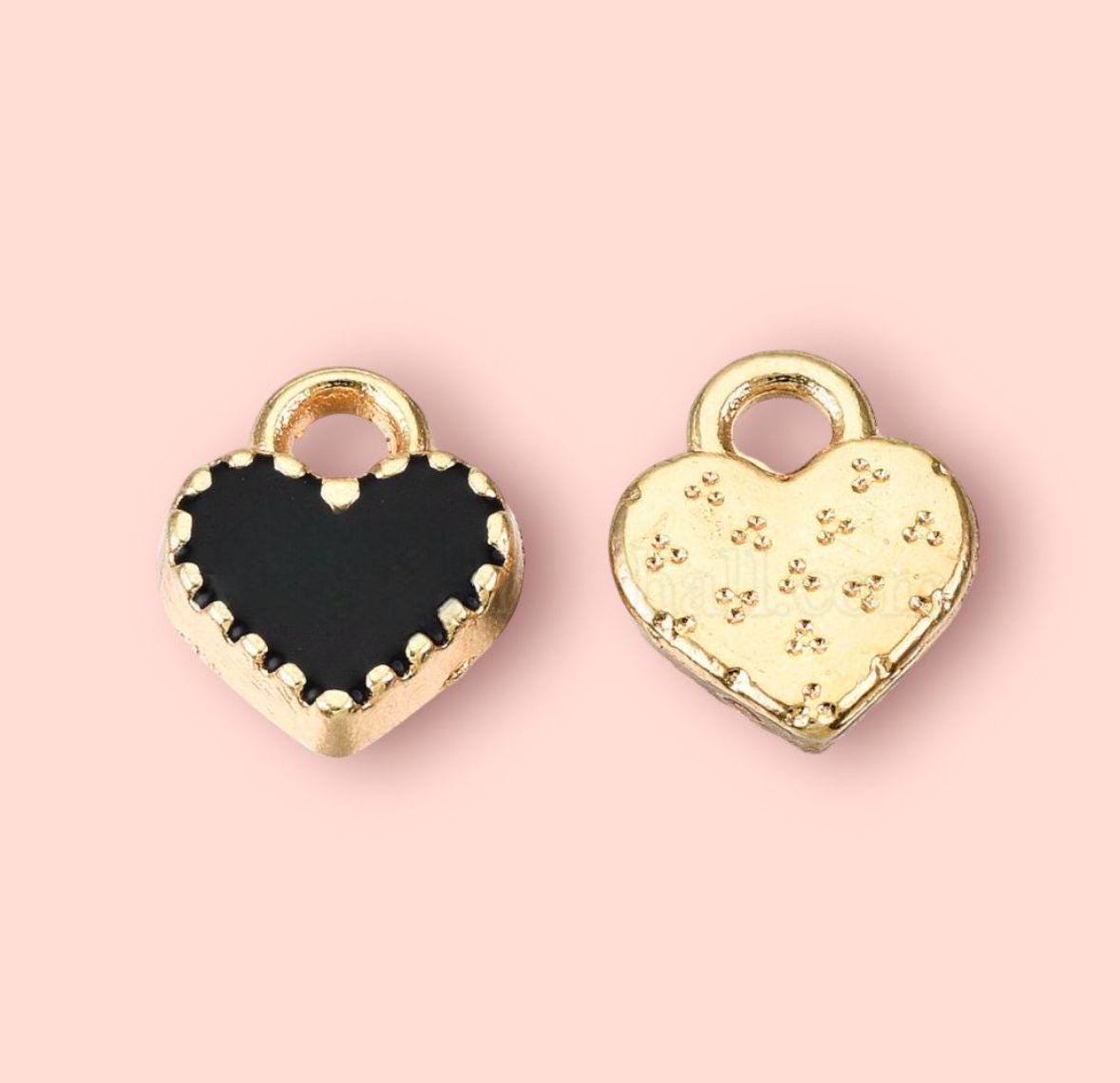 18K Gold Plated Mini Heart Huggies Hoop Earrings - Black & Gold