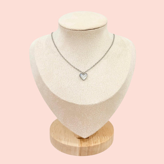 White Quartz Heart 925 Silver Chain Necklace Wedding jewellery