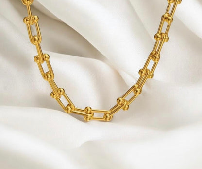 18K Gold Plated Link Hardware Paperclip Chain Necklace