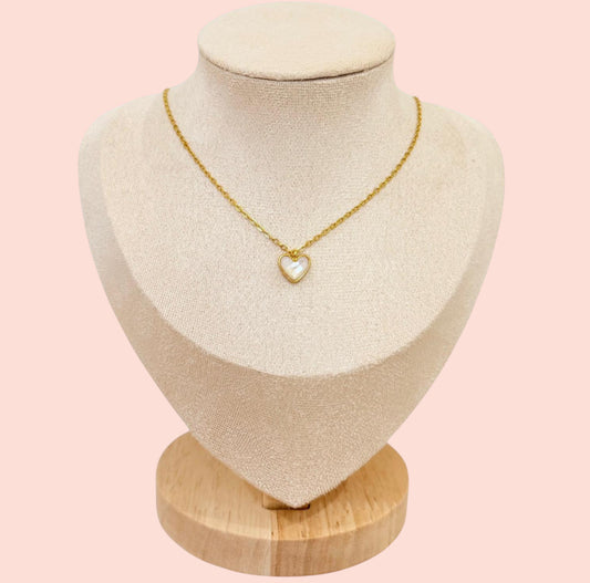 White Quartz Heart 18K Gold Plated Chain Necklace Wedding jewellery