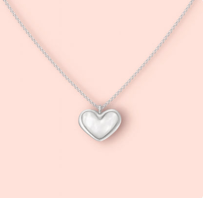 Jewellery Set - White Quartz Heart 925 Sterling Silver Chain Necklace & matching Huggie hoop earrings - Wedding jewellery