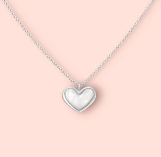 Jewellery Set - White Quartz Heart 925 Sterling Silver Chain Necklace & matching Huggie hoop earrings - Wedding jewellery