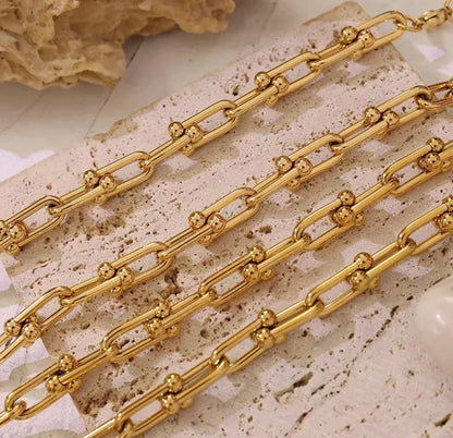 18K Gold Plated Link Hardware Paperclip Chain Necklace