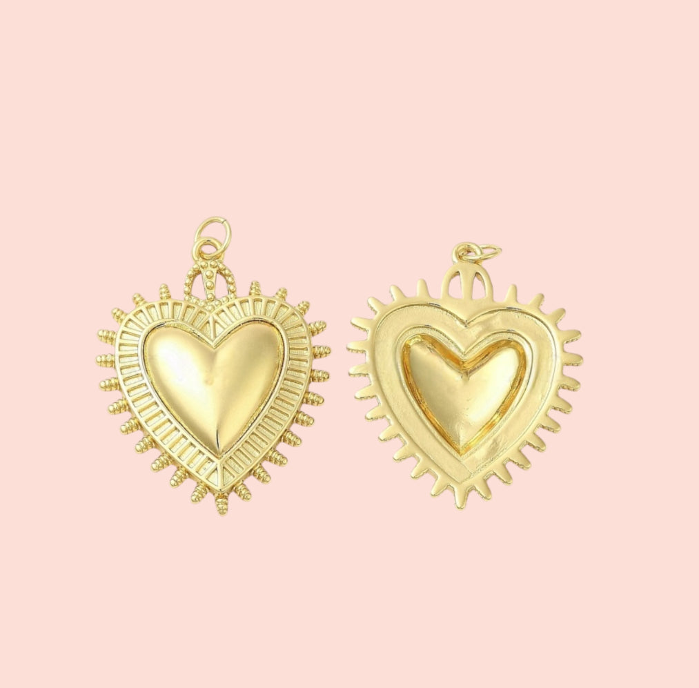 18K Gold Plated T Bar Heart Charm Waterproof Necklace Chain