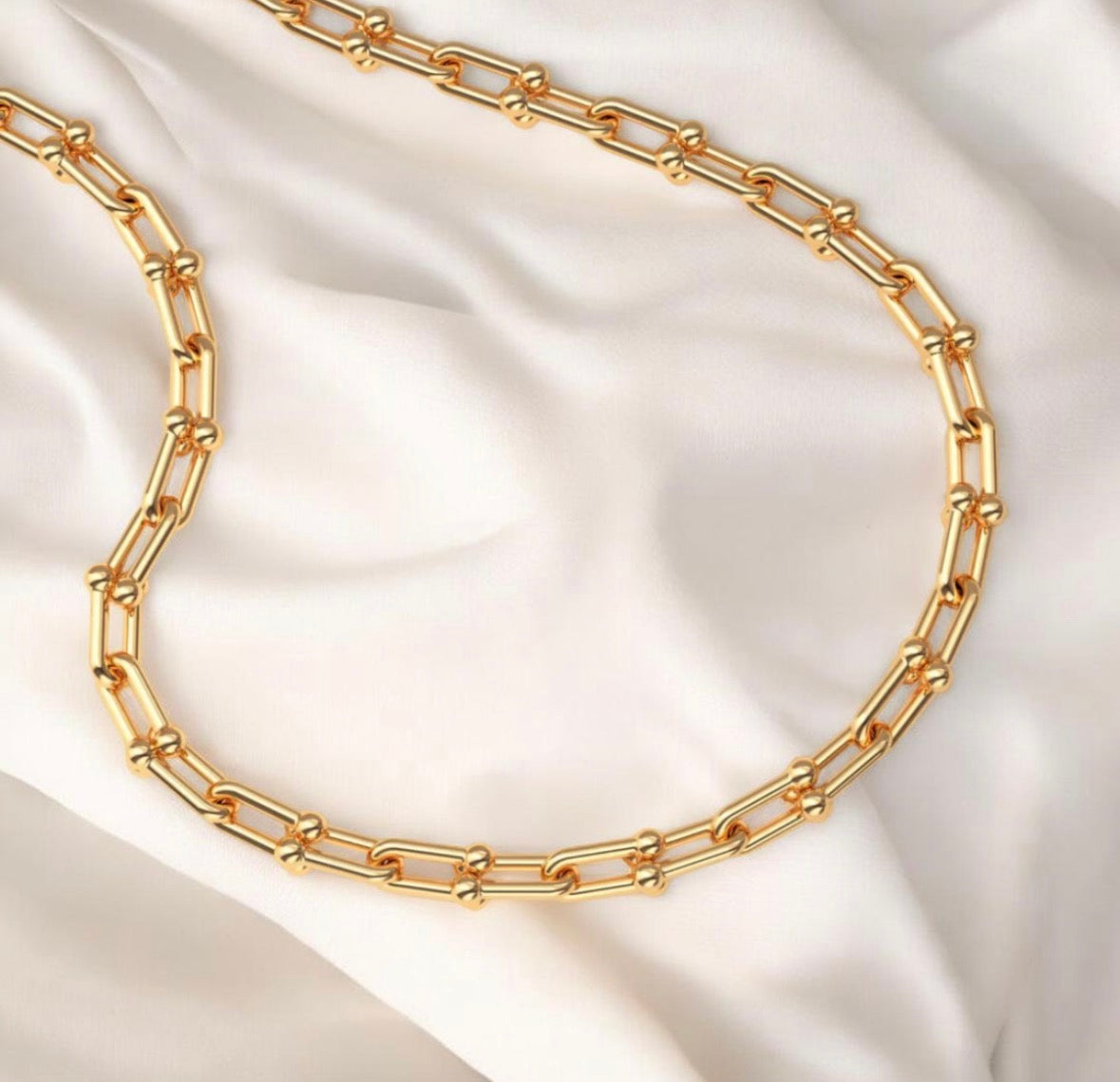 18K Gold Plated Link Hardware Paperclip Chain Necklace