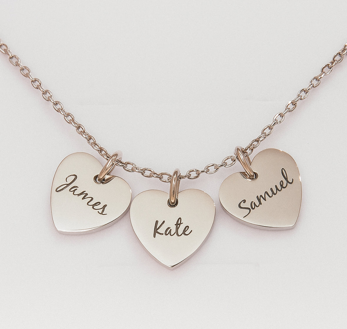 Personalised Necklace - Hearts/ Disc Charms in 18K gold or silver plated