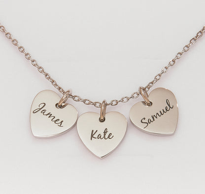 Personalised Necklace - Hearts/ Disc Charms in 18K gold or silver plated