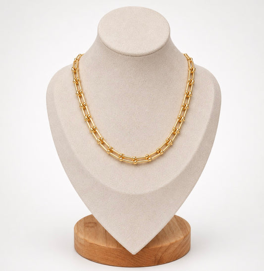 18K Gold Plated Link Hardware Paperclip Chain Necklace